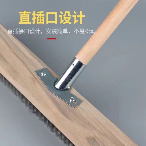 Làm sạch sàn đường và bàn chải dây rêu có tay cầm bằng gỗ dài